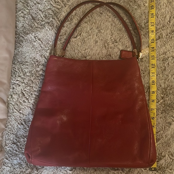 Red leather coach bag. Great used condition. - Picture 4 of 5